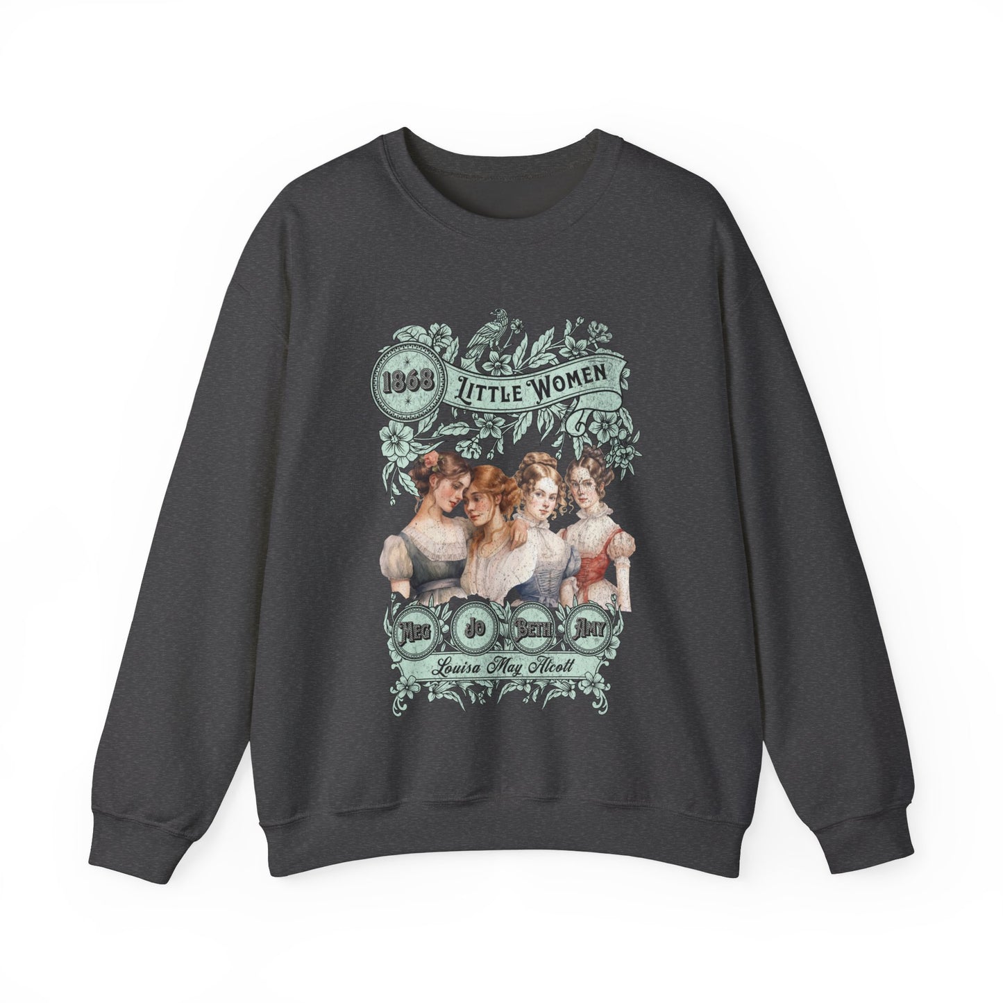 Little Women Sweatshirt, Louisa May Alcott Historical Romance Sweater, Bookish Literary Fan Art Gift, Gift for Her, Bookclub Crewneck Shirt Sweatshirt Printify S Dark Heather
