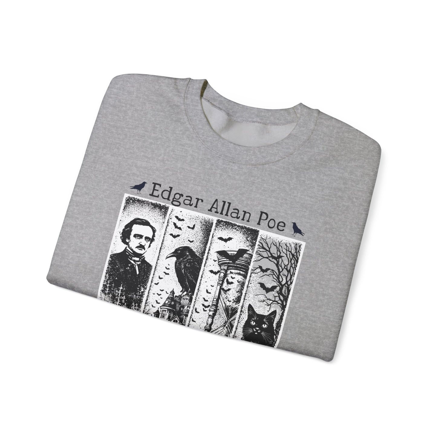 Edgar Allan Poe Sweatshirt The Raven Nevermore Gothic Horror Sweater Dark Academia Macabre Halloween Gift for Book Lovers Birthday Christmas