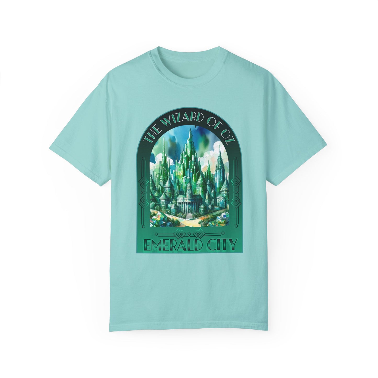 Emerald City T-Shirt, Wizard of Oz Tee, Garment-Dyed Unisex Shirt, Magical T-Shirt, Fantasy Apparel, Gifts for Broadway and Theatre Fans T-Shirt Printify Chalky Mint S