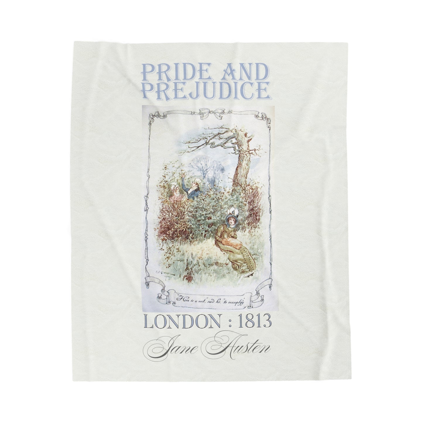 Jane Austen Plush Throw Blanket, Pride And Prejudice Historical Romance Gift, Bookish Literary Jane Austen Fan Art, Gift for Her, Bookclub All Over Prints Printify 50" × 60"