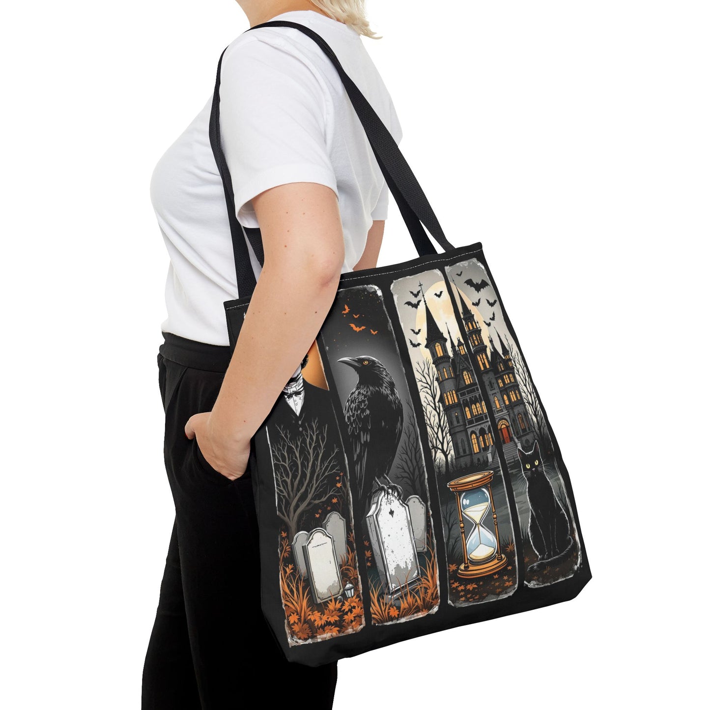 Edgar Allan Poe Tote Bag Gothic Literary Gift for Book Lover Dark Academia Macabre Accessory Halloween Tote Fall School Bag for Poetember Bags Printify