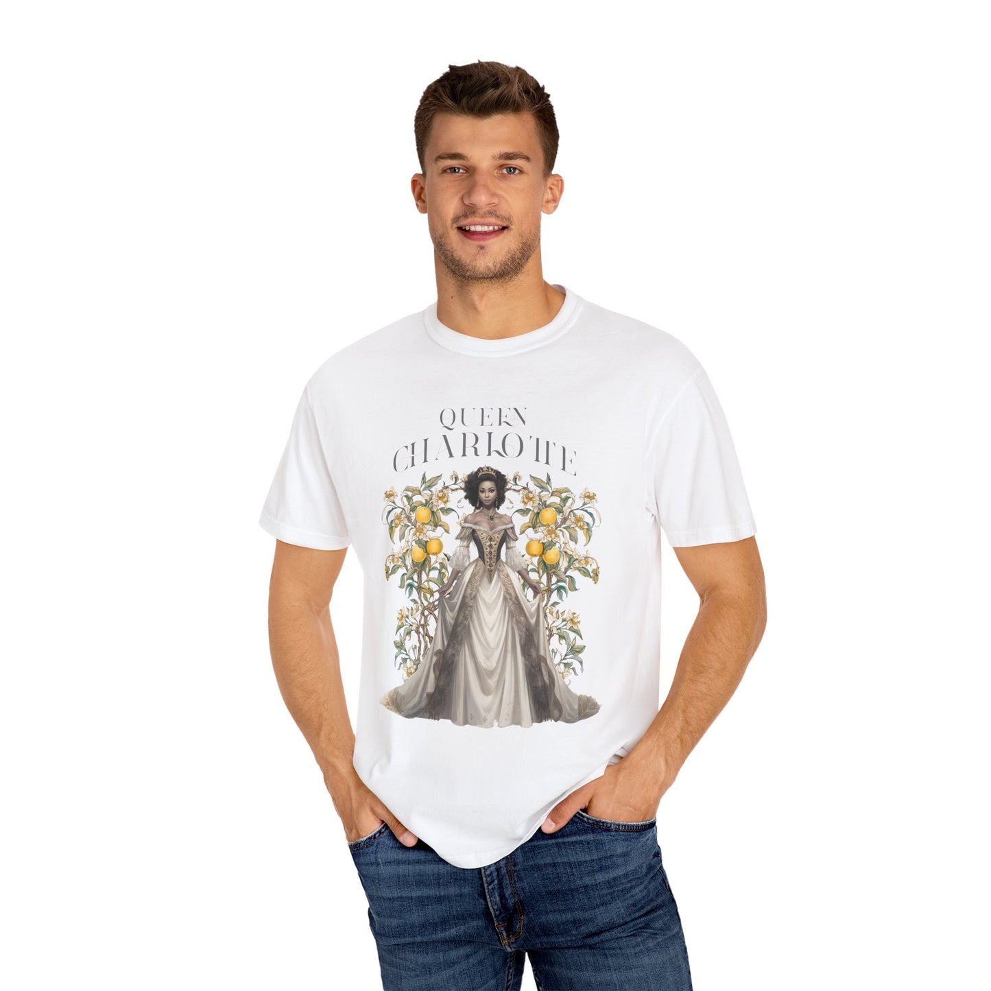 Queen Charlotte T-Shirt Literary Regency Period Tee Historical Drama Series Watching Spilling The Tea Theme Gift for Her Birthday Christmas T-Shirt Printify