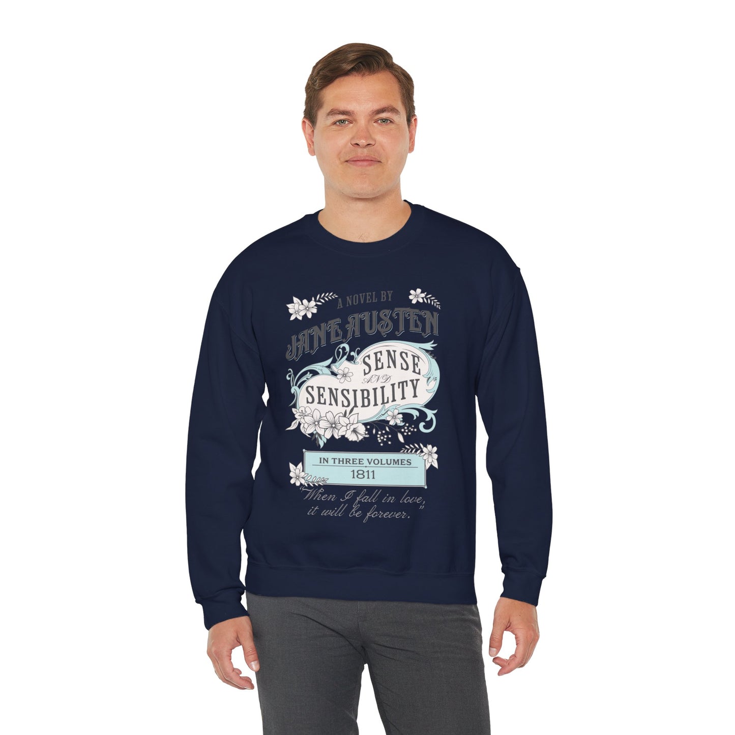 Jane Austen Sweatshirt, Sense & Sensibility Historical Romance Sweater, Bookish Literary Jane Austen Fan Art Gift, Gift for Her, Readers, Sweatshirt Printify