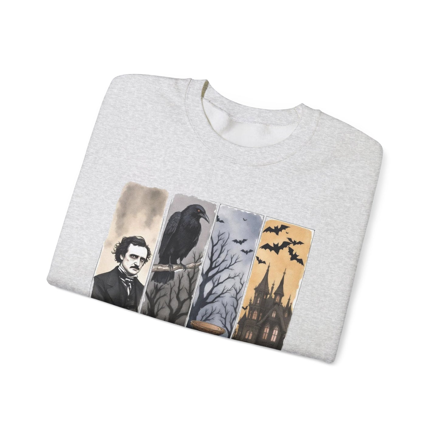 Edgar Allan Poe Sweatshirt The Raven Nevermore Gothic Horror Sweater Dark Academia Macabre Halloween Gift for Book Lovers Birthday Christmas Sweatshirt Printify