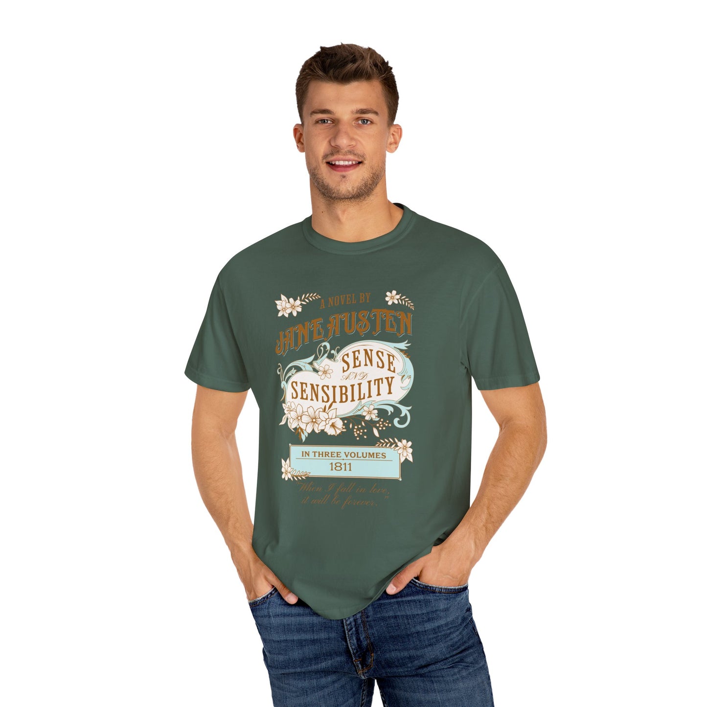 Jane Austen T-Shirt, Sense & Sensibility Historical Romance Comfort Colors Tee, Bookish Literary Jane Austen Fan Art Gift for Her, Readers, T-Shirt Printify