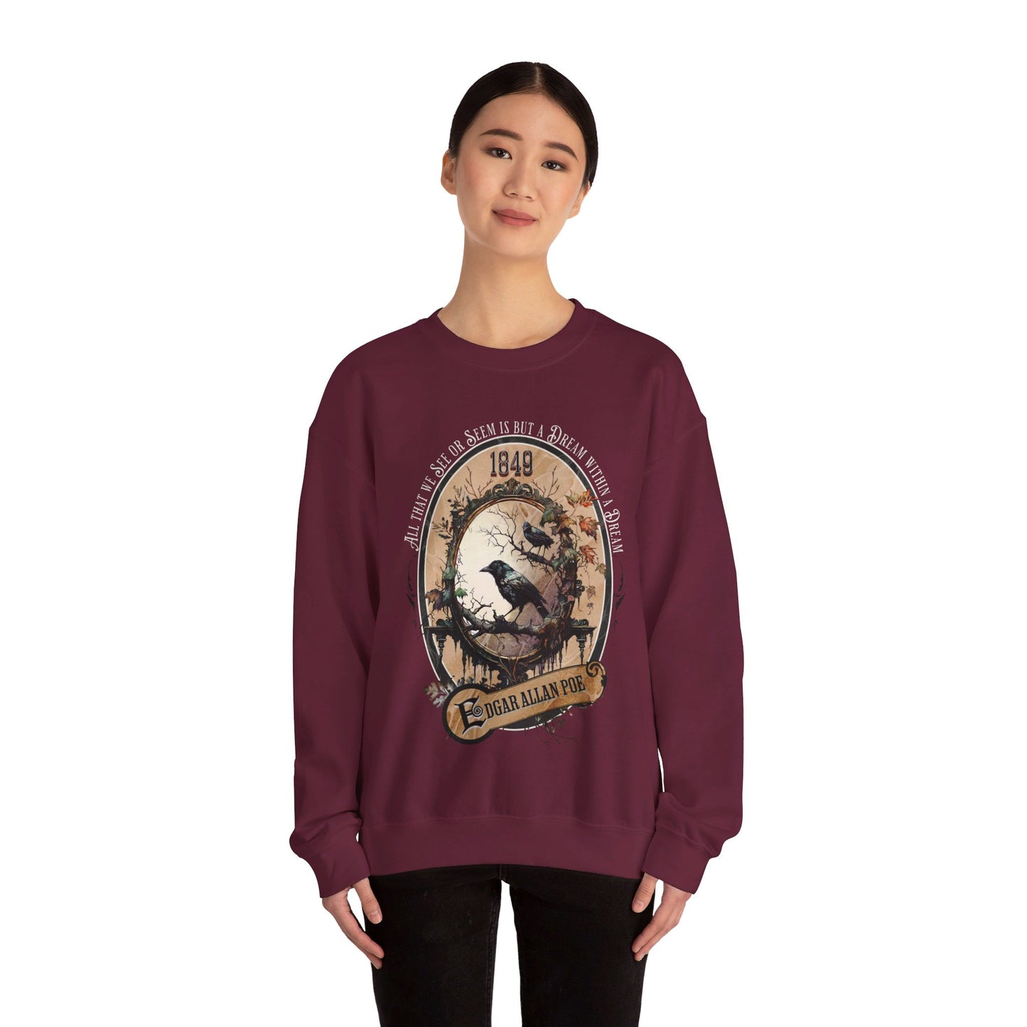 Edgar Allan Poe, A Dream Within A Dream Sweatshirt, Book Lover, Halloween, Haunting Gothic Gift, Light, Dark Academia, Horror Movie Sweater Sweatshirt Printify