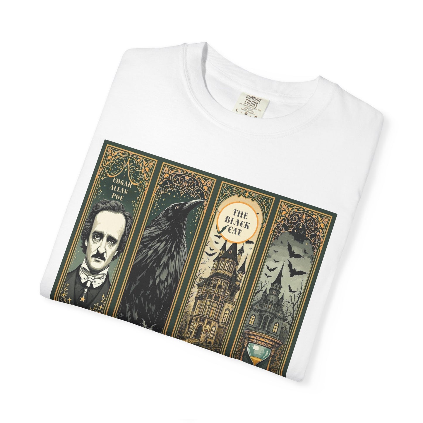 Edgar Allan Poe T-Shirt Gothic Graphic Tee The Raven Nevermore Quote Horror Literature Shirt Dark Academia Aesthetic Halloween Party Gift T-Shirt Printify