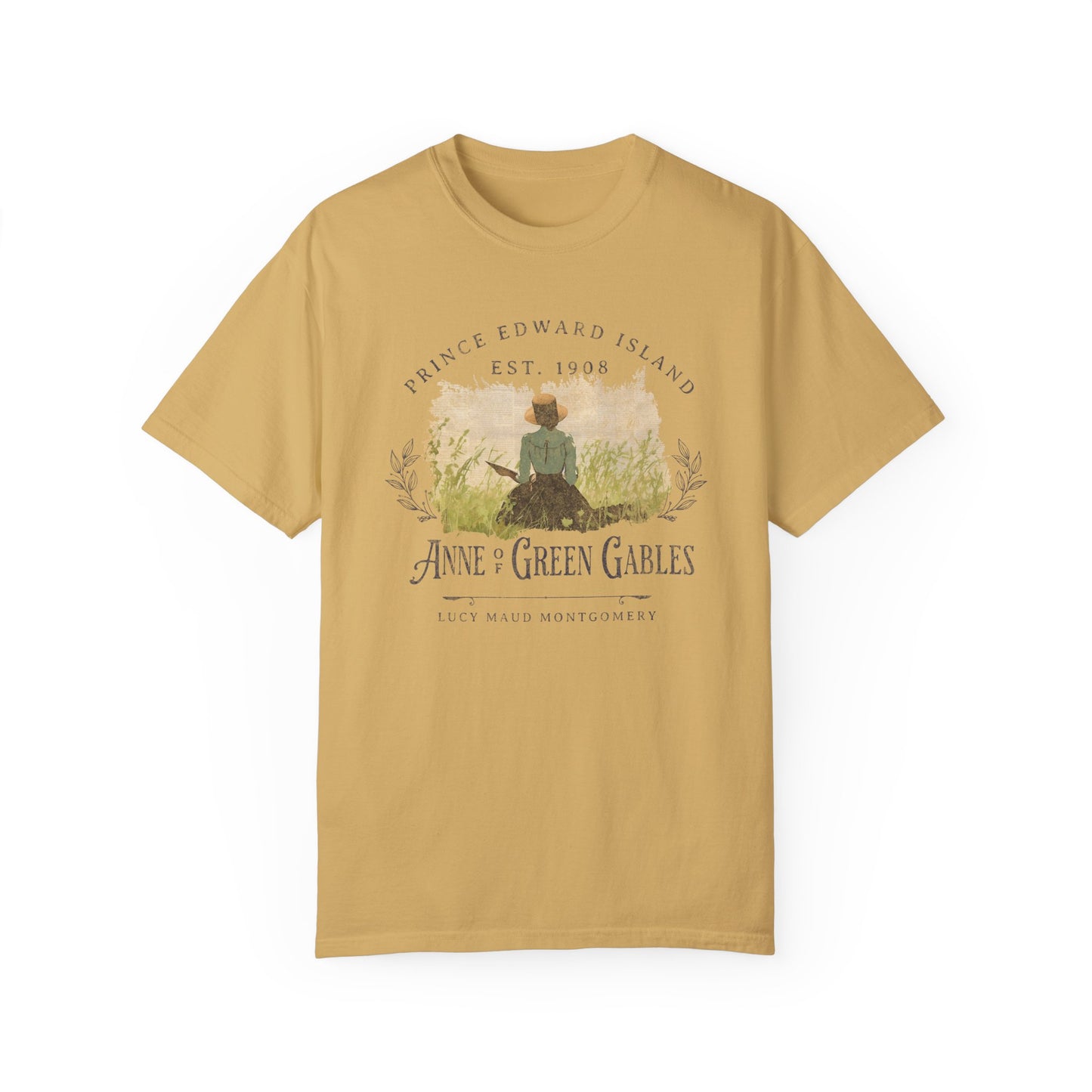 Charming Anne of Green Gables Unisex T-Shirt, Vintage Literary Tee, Gift for Book Lovers, Classic Literature Apparel, Summer Casual Wear T-Shirt Printify Mustard S
