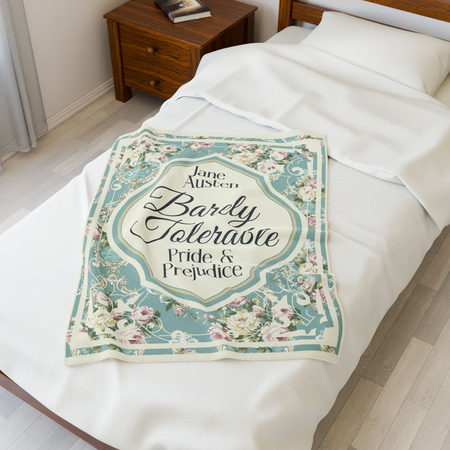 Jane Austen Quote Cozy Literary Velveteen Blanket - Perfect for Book Lovers, Gifts for Sisters, Home Decor, Reading Nook, Cozy Nights All Over Prints Printify