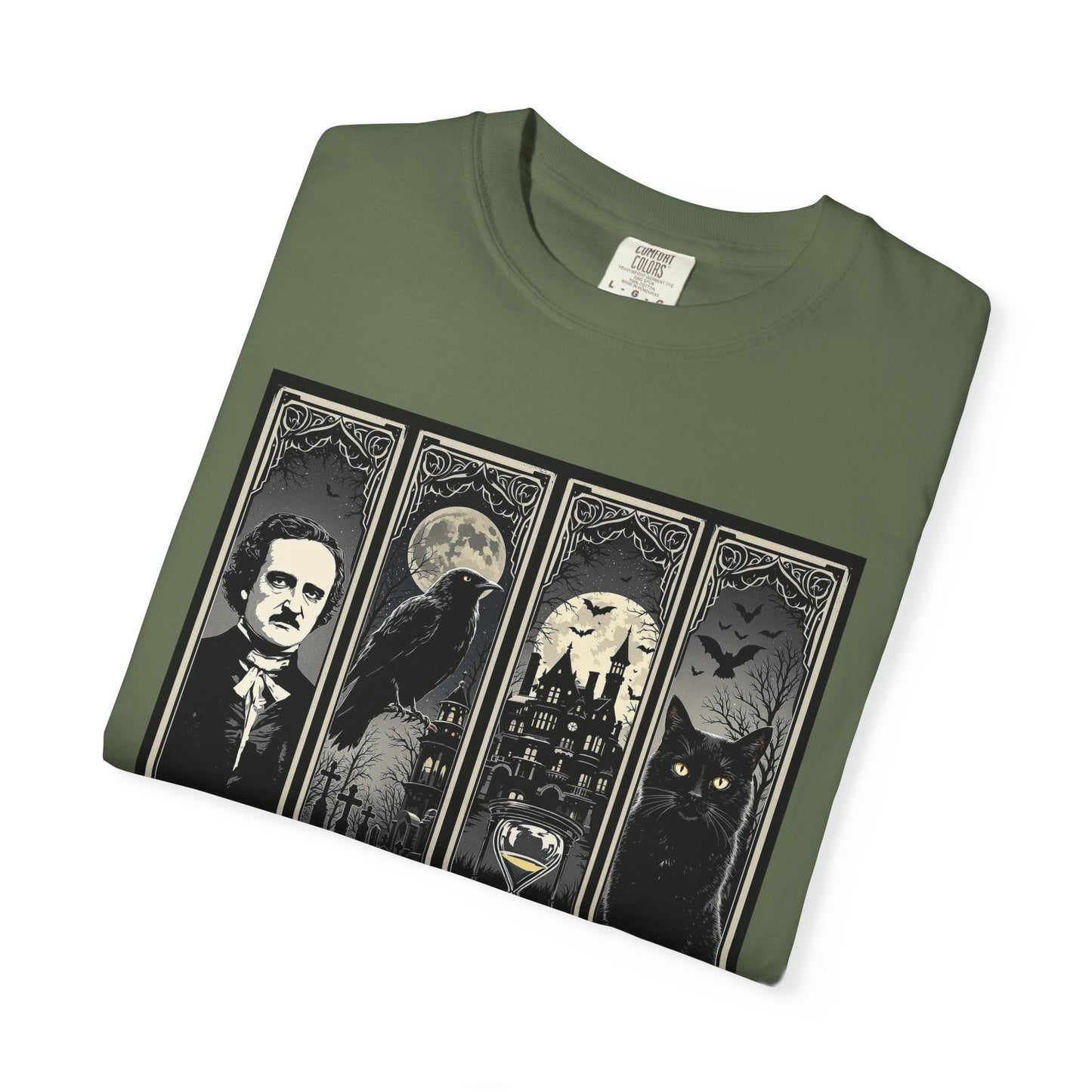 Edgar Allan Poe T-Shirt Gothic Graphic Tee The Raven Nevermore Quote Horror Literature Shirt Dark Academia Aesthetic Halloween Party Gift