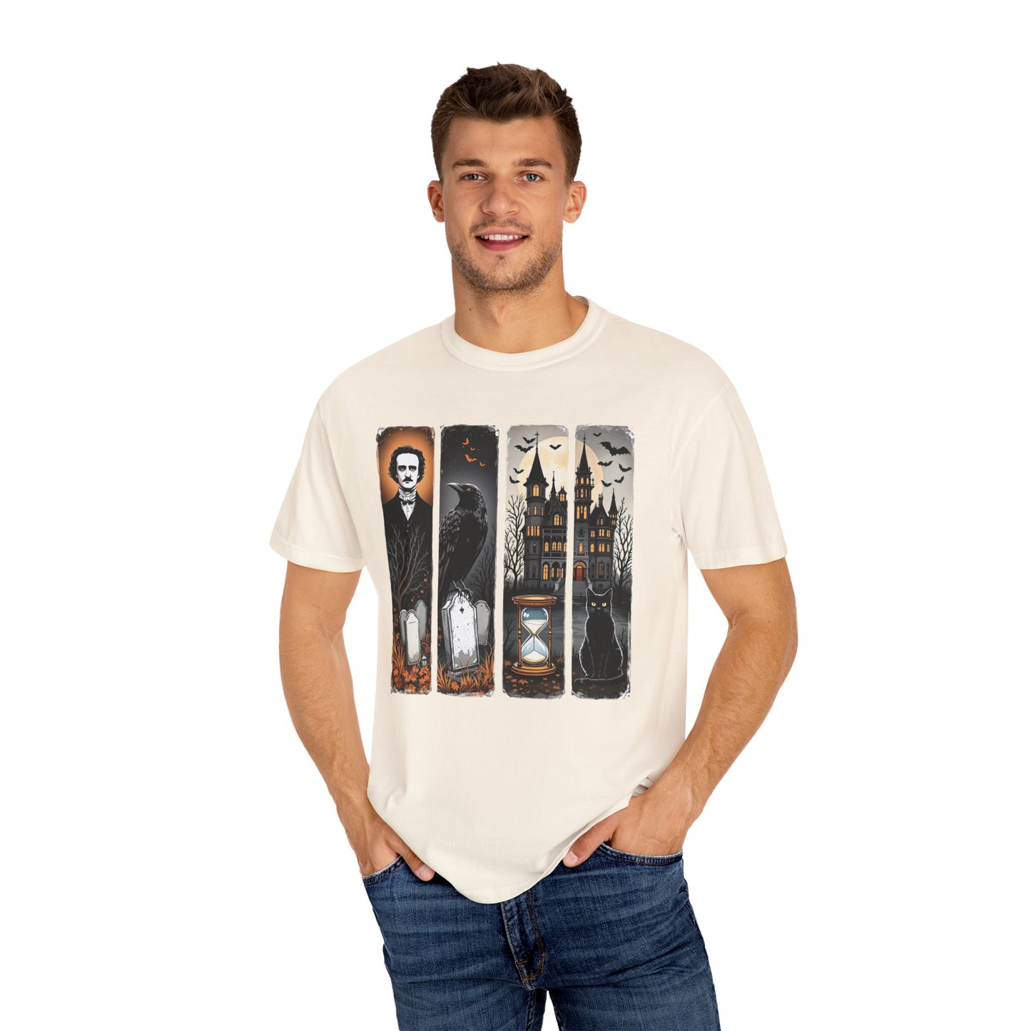 Edgar Allan Poe T-Shirt Gothic Graphic Tee The Raven Nevermore Quote Horror Literature Shirt Dark Academia Aesthetic Halloween Party Gift T-Shirt Printify