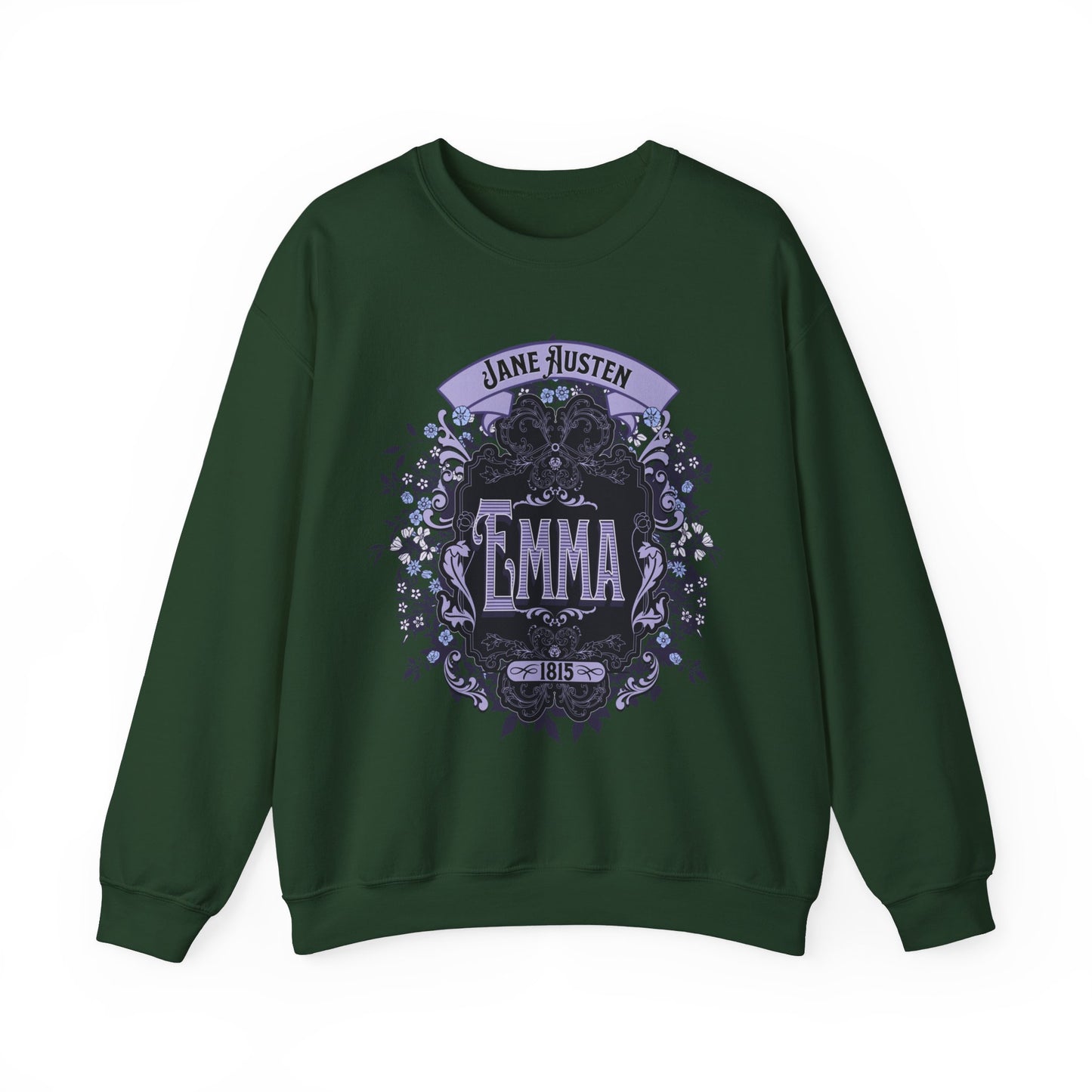 Jane Austen Sweatshirt, Emma Historical Romance Sweater, Bookish Literary Jane Austen Fan Art Gift, Gift for Her, Bookclub Shirt Sweatshirt Printify S Forest Green