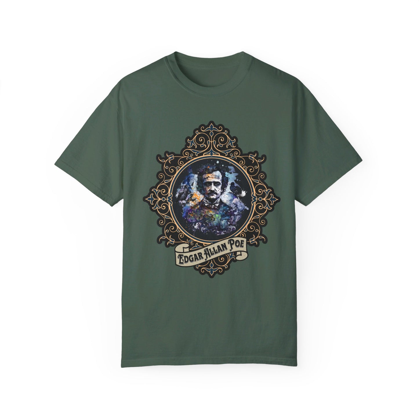 Edgar Allan Poe Shirt, Poet, Poetry Lover Tee, Book, Reading Lover Shirt, Halloween, Gothic, Light Academia Gifts, Comfort Colours TShirt T-Shirt Printify Blue Spruce S