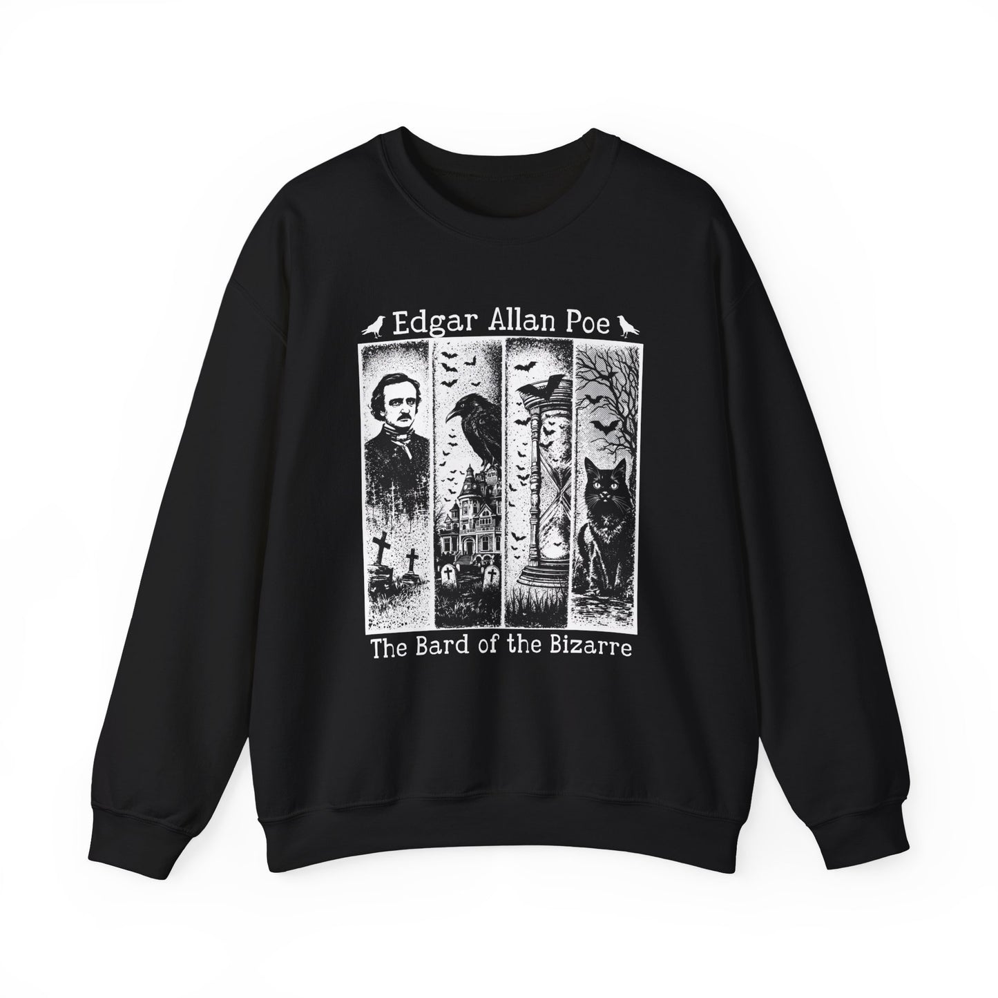 Edgar Allan Poe Sweatshirt The Raven Nevermore Gothic Horror Sweater Dark Academia Macabre Halloween Gift for Book Lovers Birthday Christmas Sweatshirt Printify Black S