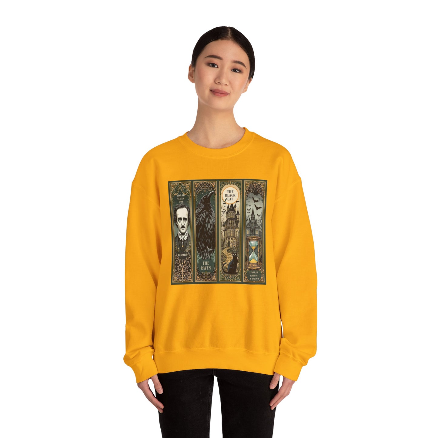 Edgar Allan Poe Sweatshirt The Raven Nevermore Gothic Horror Sweater Dark Academia Macabre Halloween Gift for Book Lovers Birthday Christmas
