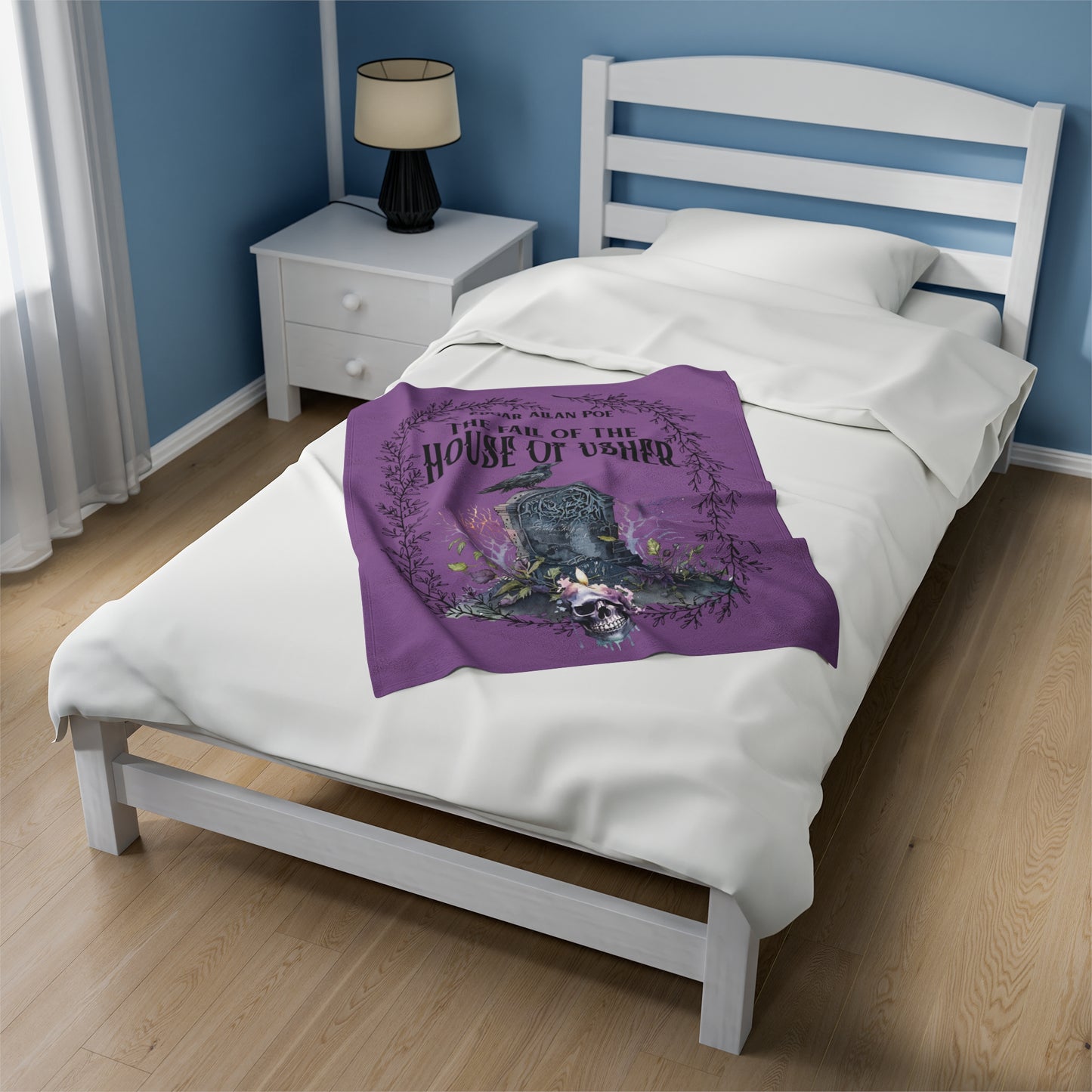 Edgar Allan Poe, The Fall Of The House Of Usher Throw Blanket, Book Lover Reading Blanket, Gothic Dark Academia, Horror Movie Watching Plush All Over Prints Printify