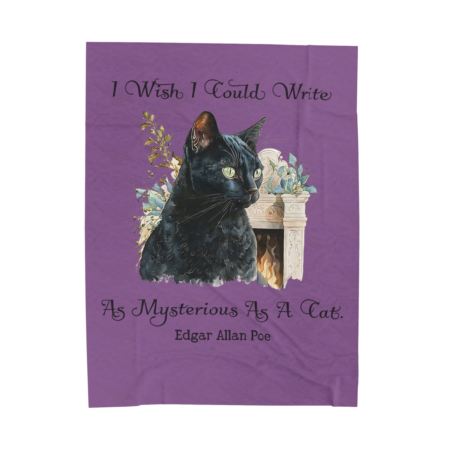 Edgar Allan Poe, The Black Cat Throw Blanket, Soft Book Lover Reading Blanket, Gothic Dark Academia, Horror Movie Watching Plush, Fairycore All Over Prints Printify 60" × 80"