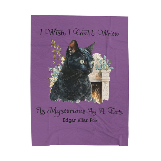 Edgar Allan Poe, The Black Cat Throw Blanket, Soft Book Lover Reading Blanket, Gothic Dark Academia, Horror Movie Watching Plush, Fairycore All Over Prints Printify 60" × 80"