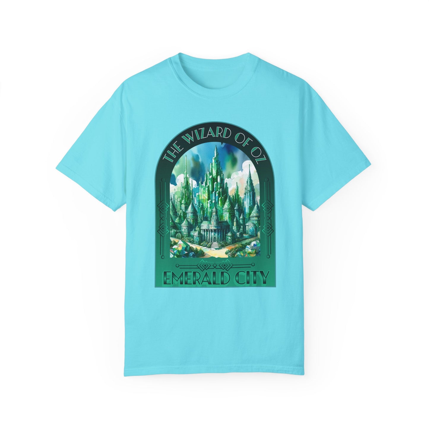 Emerald City T-Shirt, Wizard of Oz Tee, Garment-Dyed Unisex Shirt, Magical T-Shirt, Fantasy Apparel, Gifts for Broadway and Theatre Fans T-Shirt Printify Lagoon Blue S