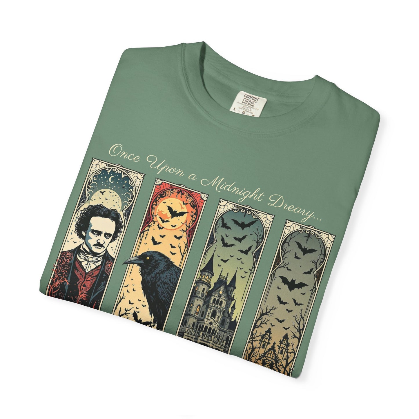 Edgar Allan Poe T-Shirt Gothic Graphic Tee The Raven Nevermore Quote Horror Literature Shirt Dark Academia Aesthetic Halloween Party Gift