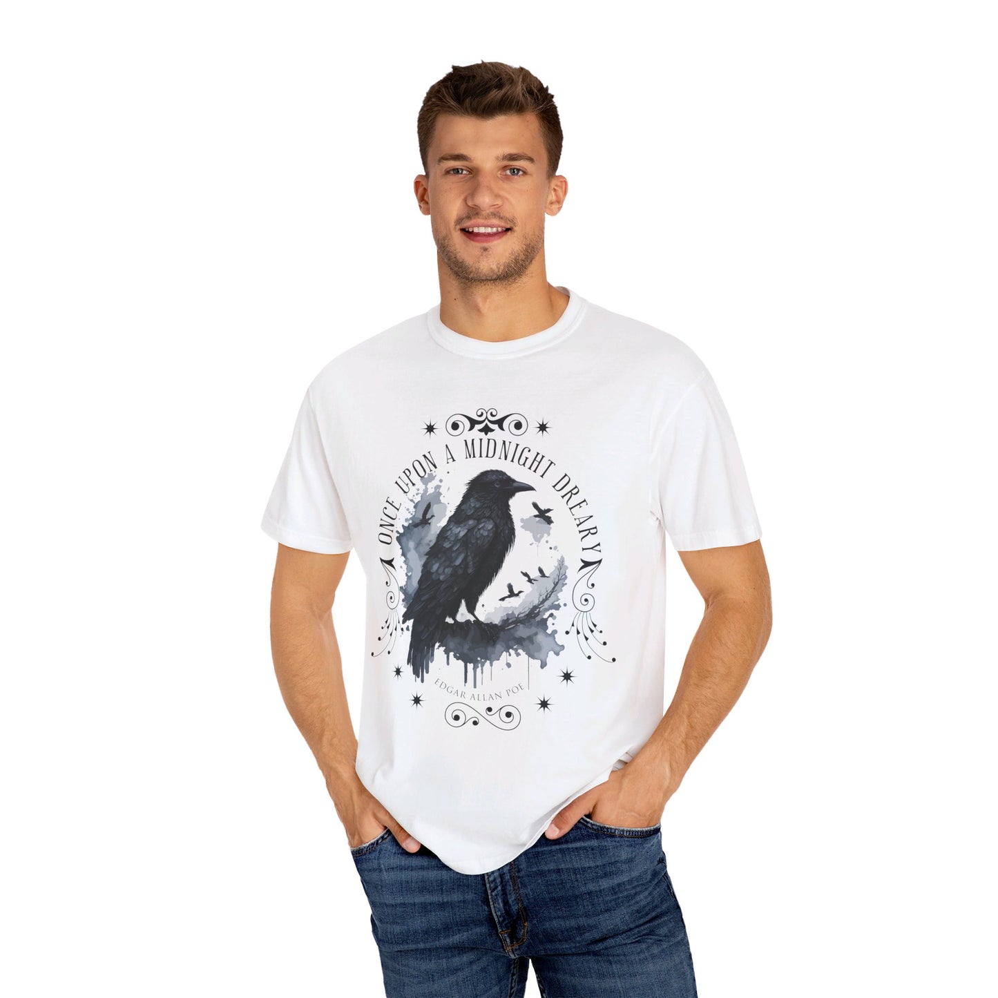 Edgar Allan Poe Shirt, The Raven Nevermore Poet, Poetry Lover Tee, Book, Reading Lover Shirt, Gothic, Light Academia Gifts, Comfort Colours T-Shirt Printify