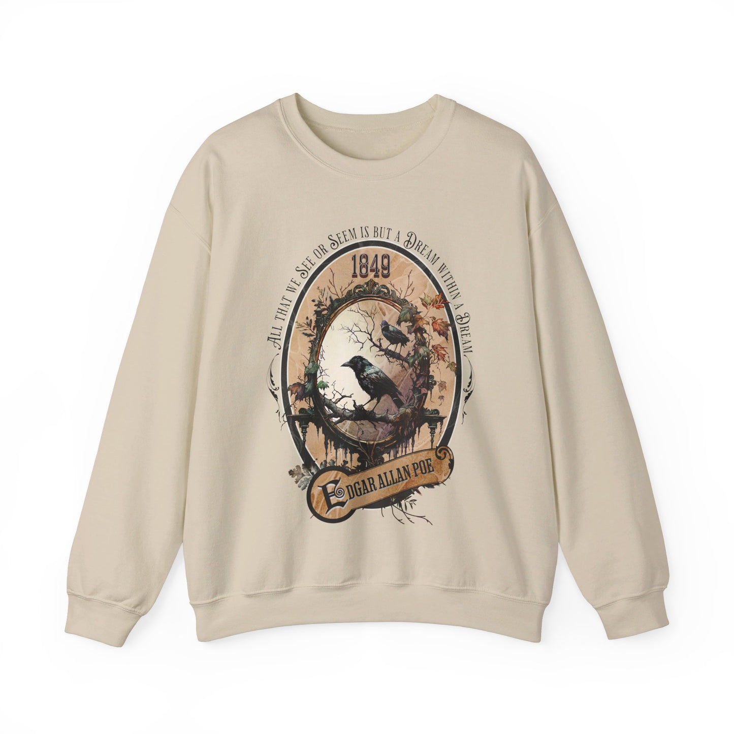 Edgar Allan Poe, A Dream Within A Dream Sweatshirt, Book Lover, Halloween, Haunting Gothic Gift, Light, Dark Academia, Horror Movie Sweater Sweatshirt Printify S Sand