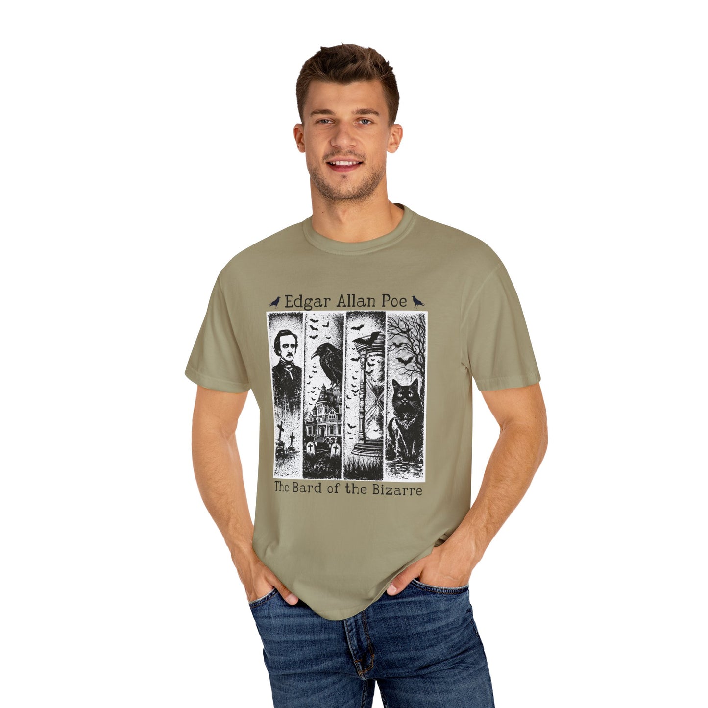 Edgar Allan Poe T-Shirt Gothic Graphic Tee The Raven Nevermore Quote Horror Literature Shirt Dark Academia Aesthetic Halloween Party Gift T-Shirt Printify