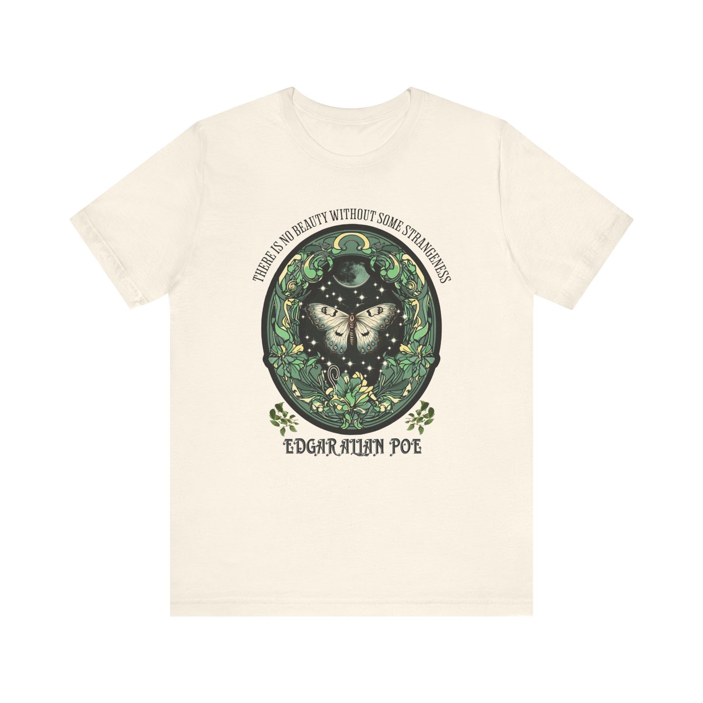 Edgar Allan Poe, Fairycore Night Garden T-Shirt, Book Lover Tee, Haunting Gothic Gift, Light, Dark Academia, Literary Poetry Bookclub Shirt T-Shirt Printify Natural S