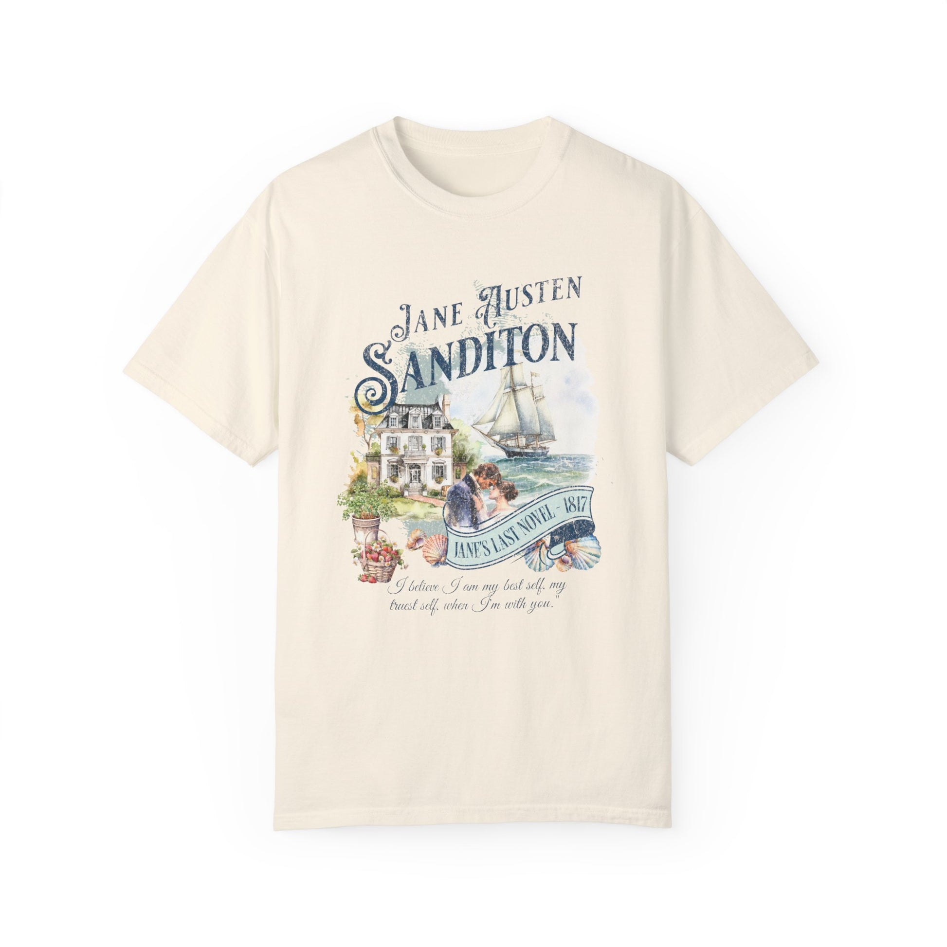 Sanditon Jane Austen Fan T-Shirt Historical Romance Reader Gift T-Shirt Printify Ivory S