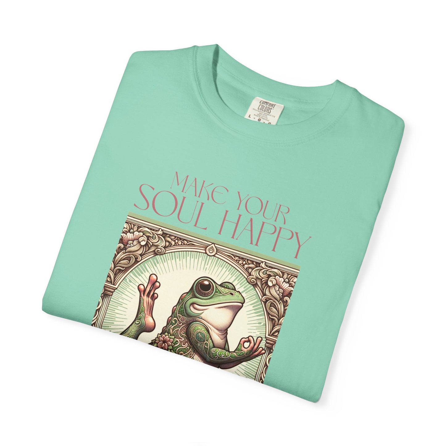 Yoga Frog Make Your Soul Happy Pink Unisex T-Shirt, Casual Wear, Highlander Fan Gift, Comfortable Graphic Tee