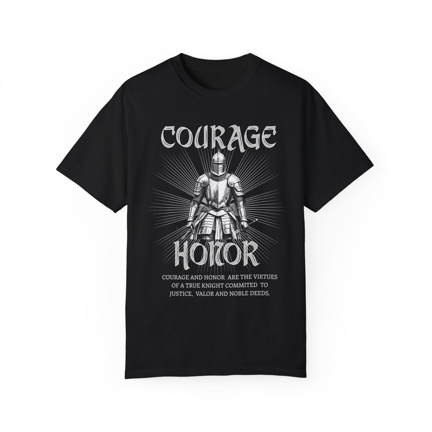 Medieval Knight Courage and Honor T-shirt Renfaire Renaissance Fair Comfortable Festival Tee Perfect Gift for History Lovers Ren-faire Gift T-Shirt Printify Black S