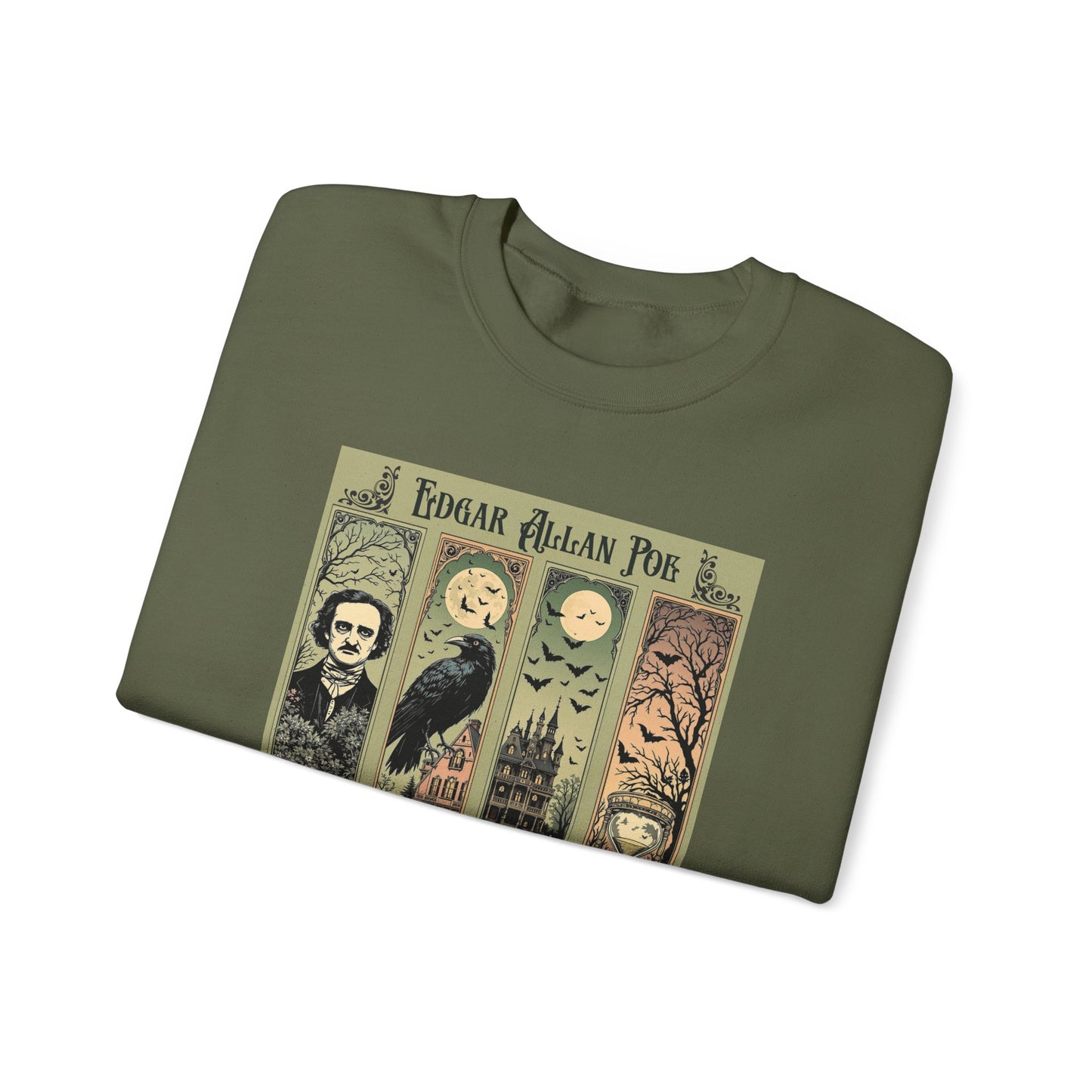 Edgar Allan Poe Sweatshirt The Raven Nevermore Gothic Horror Sweater Dark Academia Macabre Halloween Gift for Book Lovers Birthday Christmas