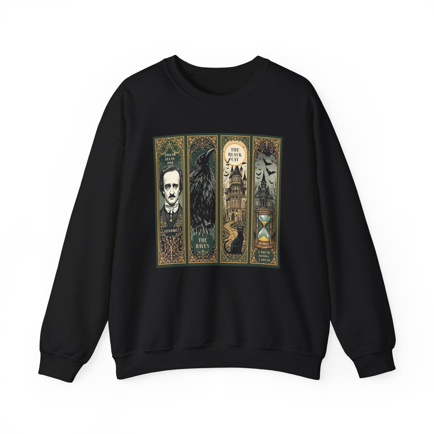 Edgar Allan Poe Sweatshirt The Raven Nevermore Gothic Horror Sweater Dark Academia Macabre Halloween Gift for Book Lovers Birthday Christmas Sweatshirt Printify Black S