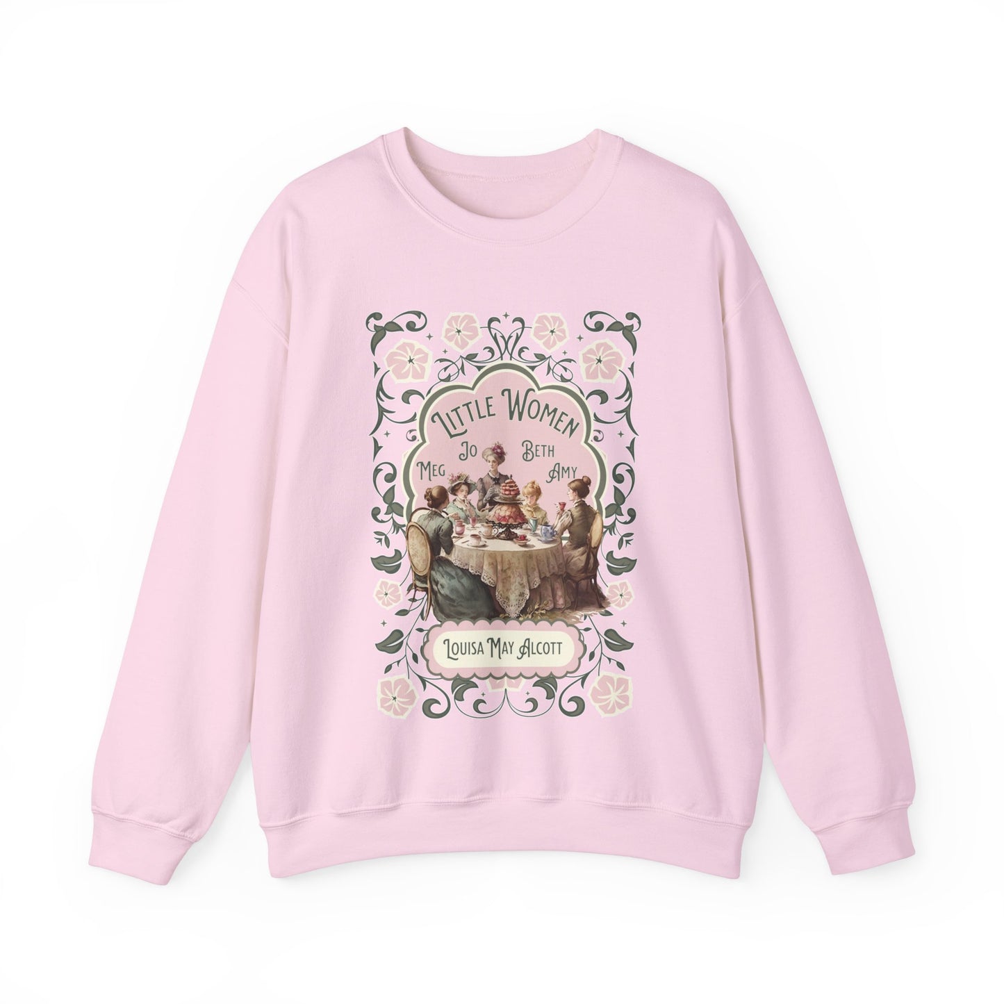 Little Women Sweatshirt, Louisa May Alcott Historical Romance Sweater, Bookish Literary Fan Art Gift, Gift for Her, Bookclub Crewneck Shirt Sweatshirt Printify S Light Pink