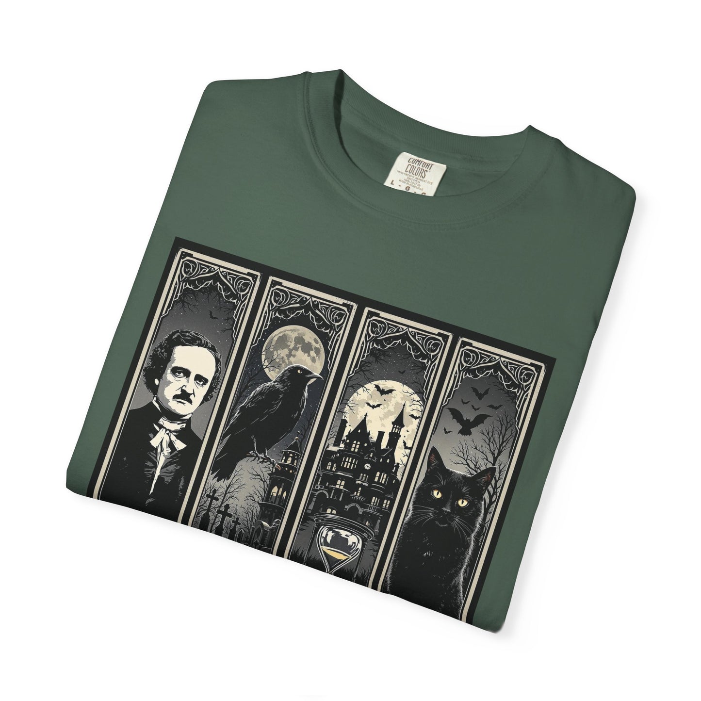 Edgar Allan Poe T-Shirt Gothic Graphic Tee The Raven Nevermore Quote Horror Literature Shirt Dark Academia Aesthetic Halloween Party Gift