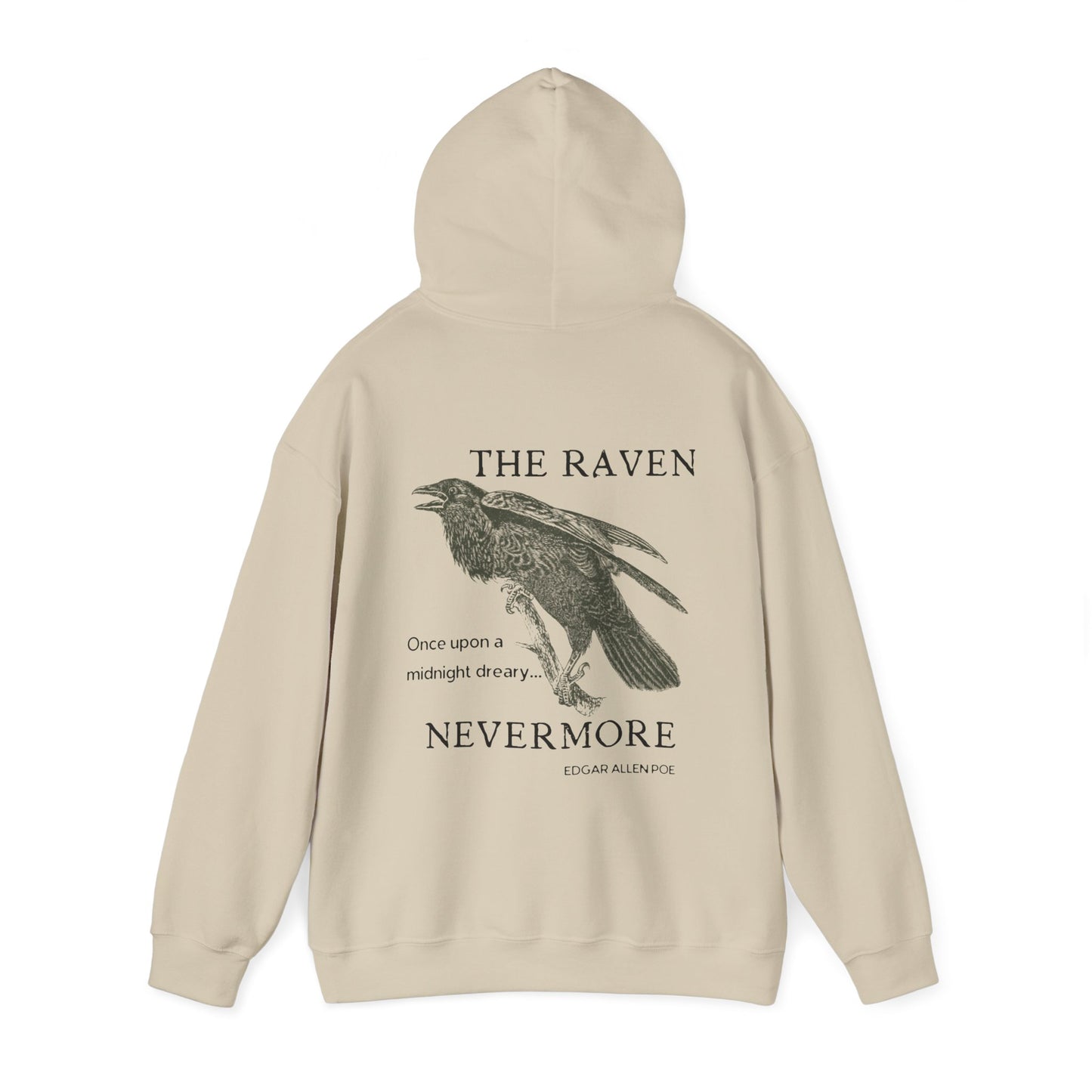 Halloween Vintage The Raven Hoodie, Spooky Season Sweater, Trick or Treating Shirt, Halloween Party Top, Edgar Allen Poe, Nevermore, Gothic Hoodie Printify