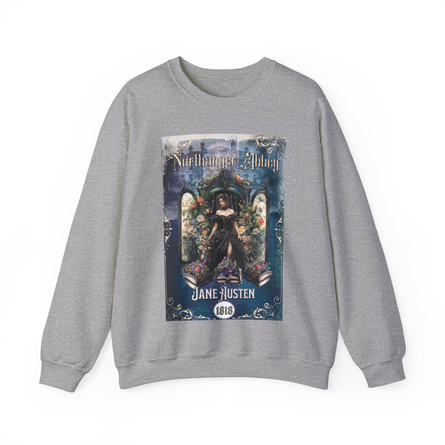 Jane Austen Sweatshirt, Northanger Abbey Historical Romance Sweater, Bookish Literary Jane Austen Fan Art Gift, Gift for Her, Bookclub Shirt Sweatshirt Printify S Sport Grey