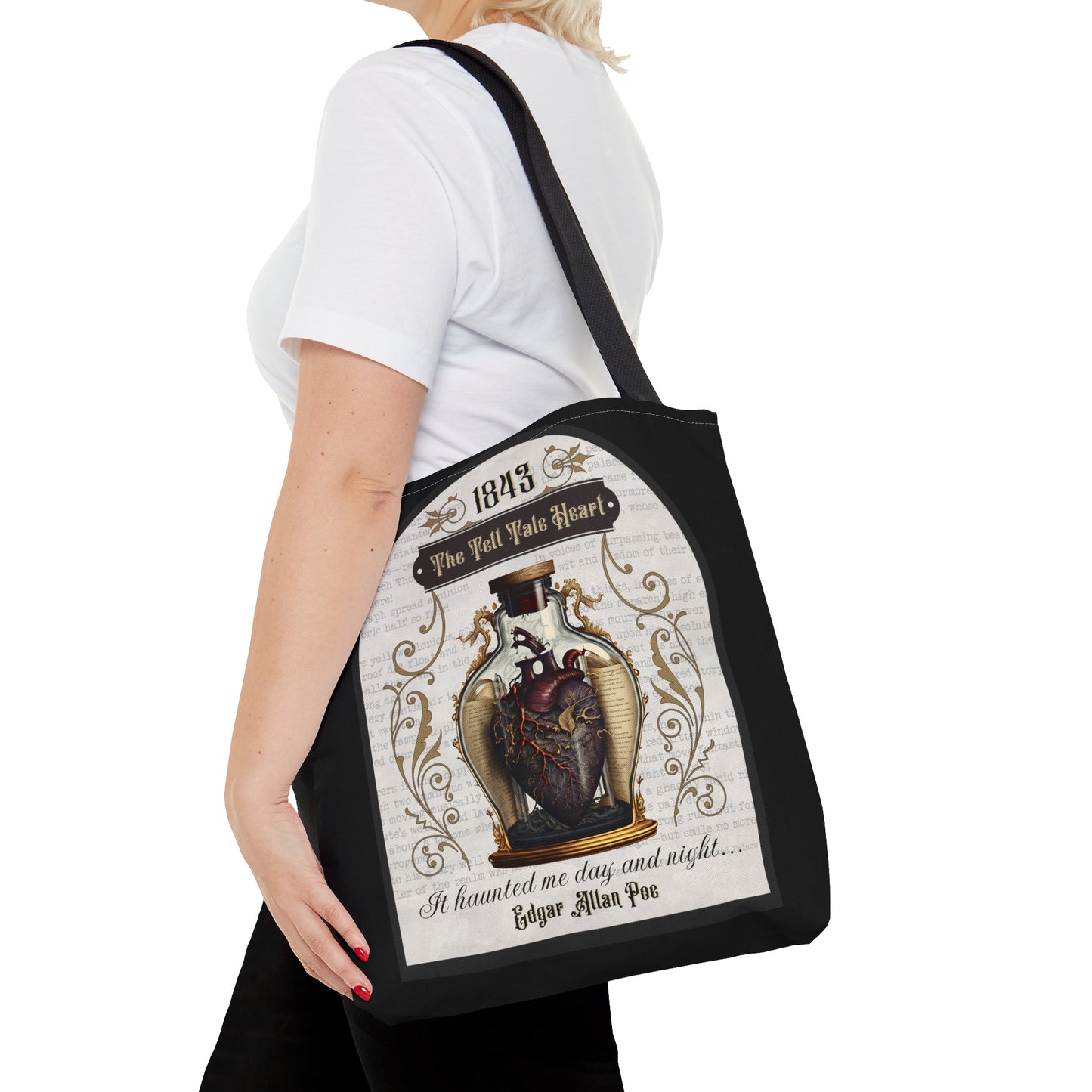 Edgar Allan Poe Tote Bag, The Tell Tale Heart, Vintage Poetry Lover Shoulder Bag, Dark Academia, Literary Bookish, Bookclub Gift, Autumn Bag Bags Printify