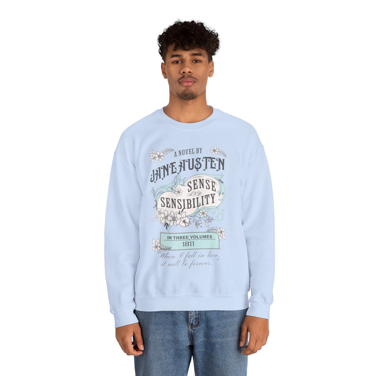 Jane Austen Sweatshirt, Sense & Sensibility Historical Romance Sweater, Bookish Literary Jane Austen Fan Art Gift, Gift for Her, Readers, Sweatshirt Printify