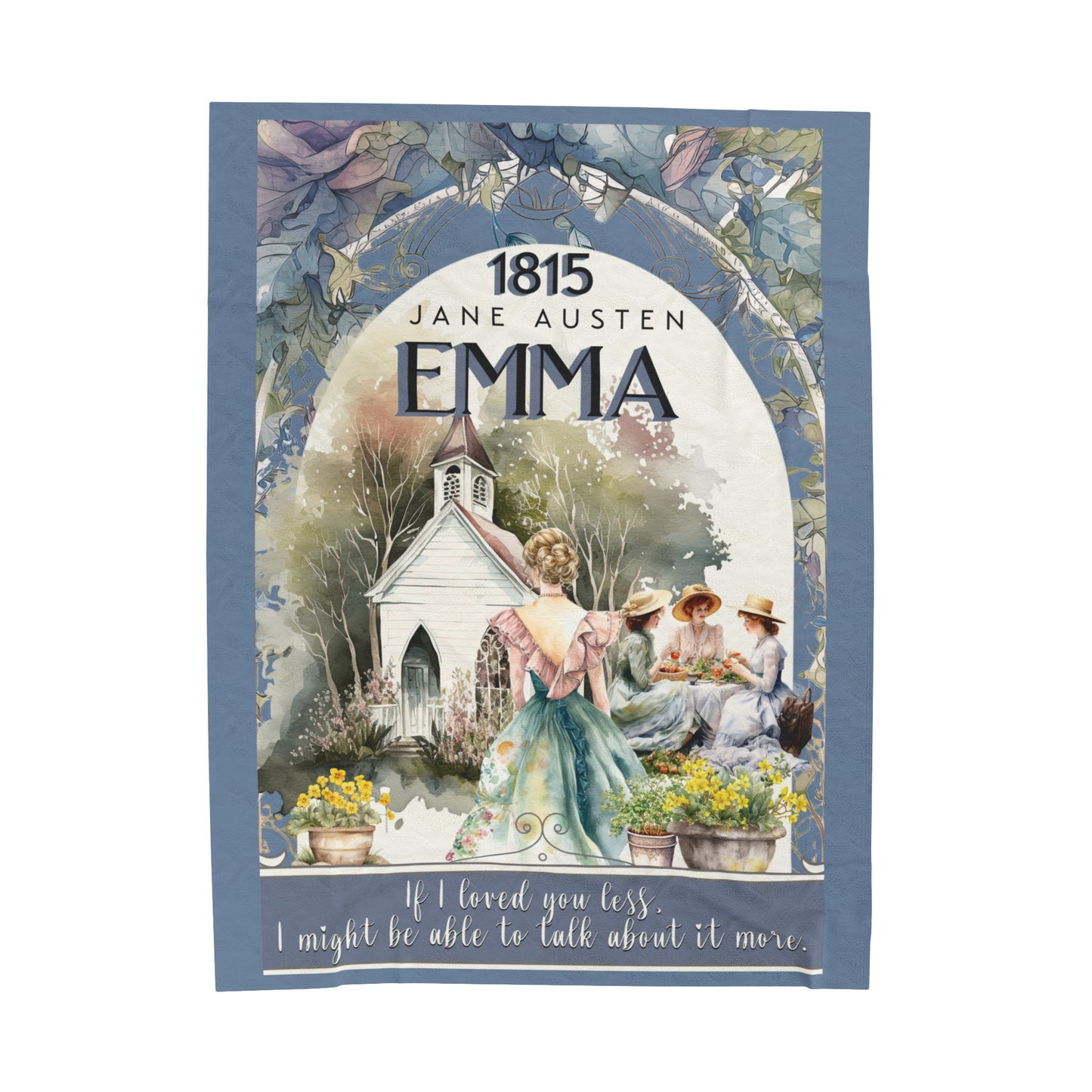 Jane Austen Plush Throw Blanket, Emma Historical Romance Gift, Bookish Literary Jane Austen Fan Art Gift, Gift for Her, Bookclub Gift All Over Prints Printify 60" × 80"