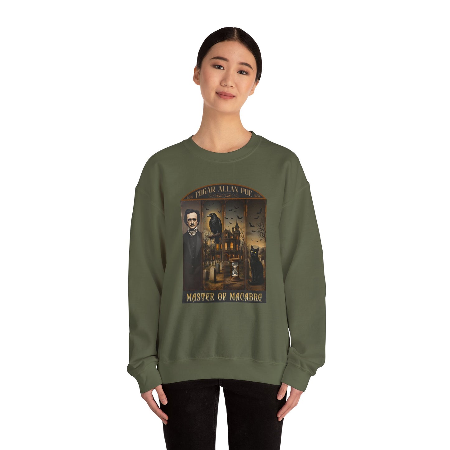 Edgar Allan Poe Sweatshirt The Raven Nevermore Gothic Horror Sweater Dark Academia Macabre Halloween Gift for Book Lovers Birthday Christmas