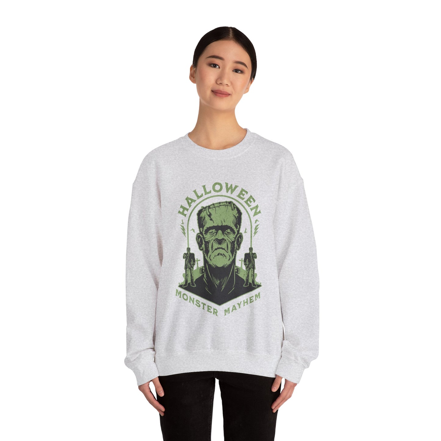 Vintage Halloween Frankenstein Monster Graphic Sweatshirt, Creepy Spooky Book Lover Gift, Horror Movie, Fall Festival Party Sweater. Sweatshirt Printify