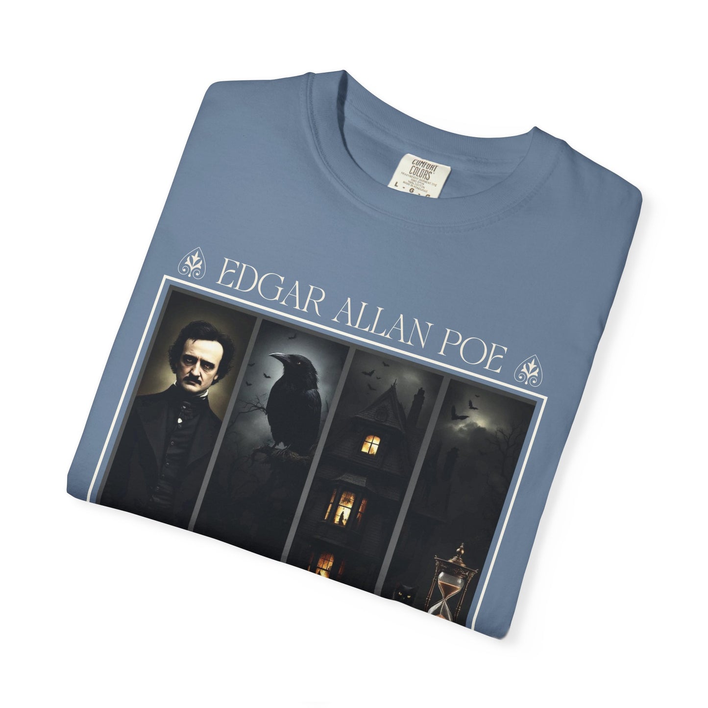 Edgar Allan Poe T-Shirt Gothic Graphic Tee The Raven Nevermore Quote Horror Literature Shirt Dark Academia Aesthetic Halloween Party Gift