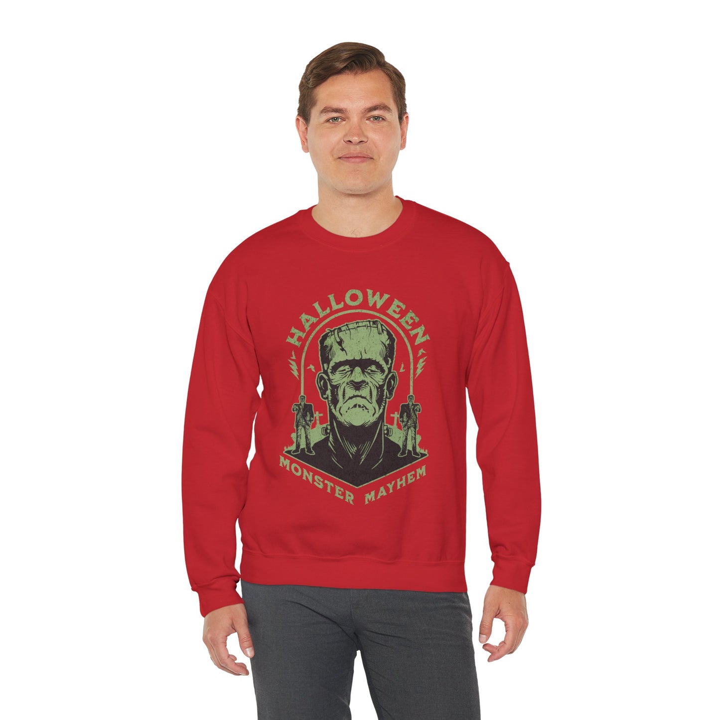 Vintage Halloween Frankenstein Monster Graphic Sweatshirt, Creepy Spooky Book Lover Gift, Horror Movie, Fall Festival Party Sweater. Sweatshirt Printify