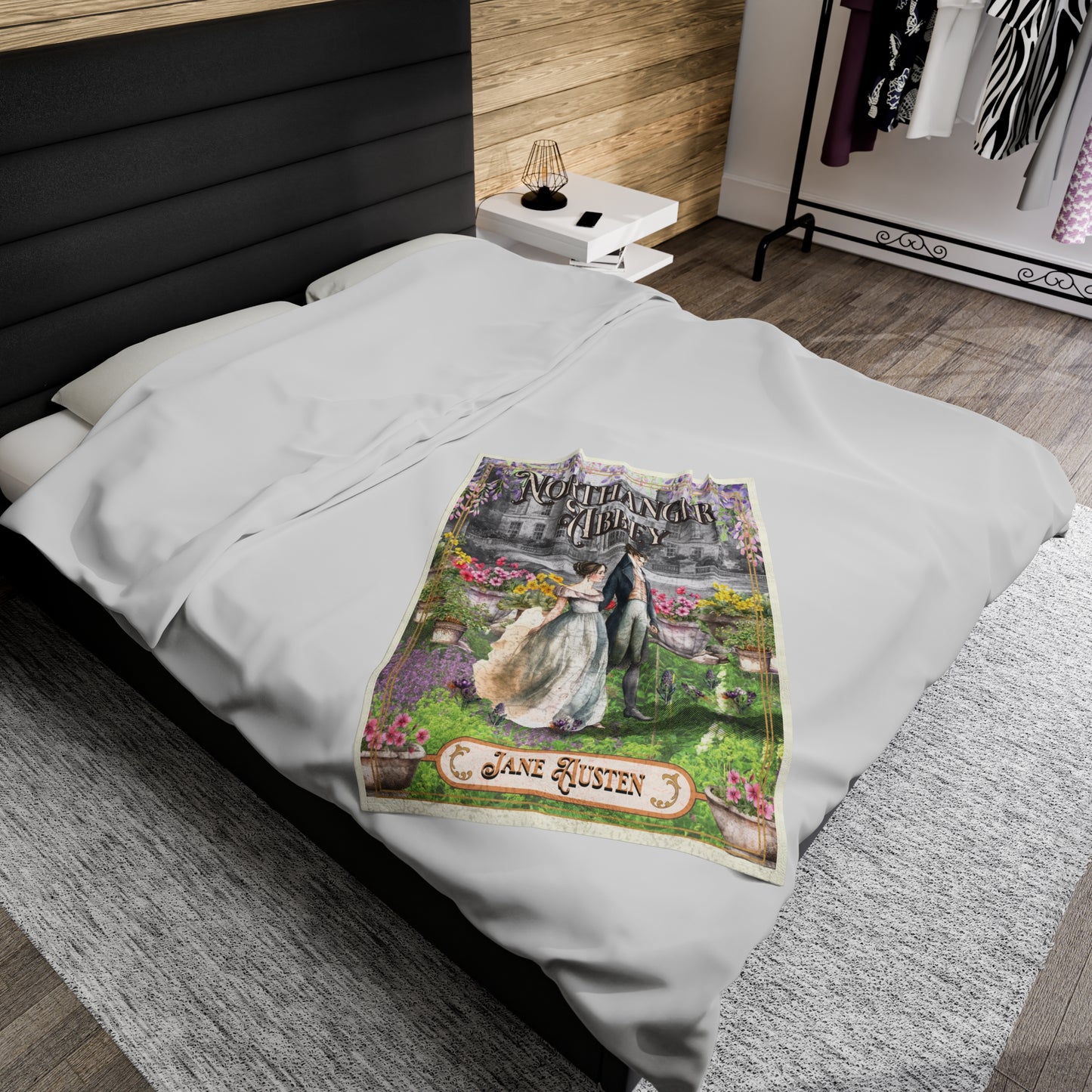 Jane Austen Plush Throw Blanket, Northanger Abbey Historical Romance Gift, Bookish Literary Jane Austen Fan Art Gift, Gift for Her, Bookclub All Over Prints Printify