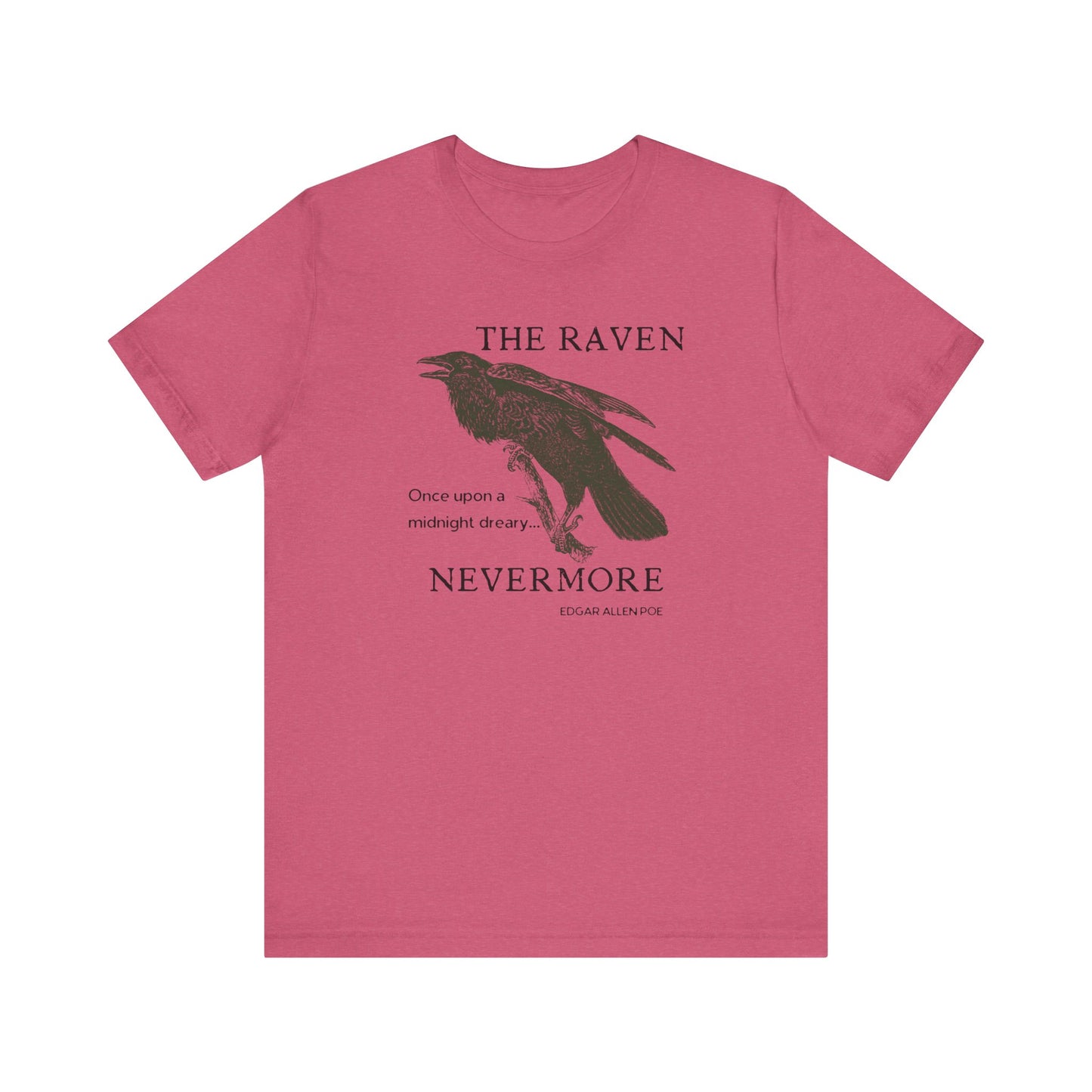 Halloween Vintage The Raven TShirt, Spooky Season Tee, Trick or Treating Shirt, Halloween Party T-Shirt, Edgar Allen Poe, Nevermore, Gothic T-Shirt Printify Heather Raspberry XS
