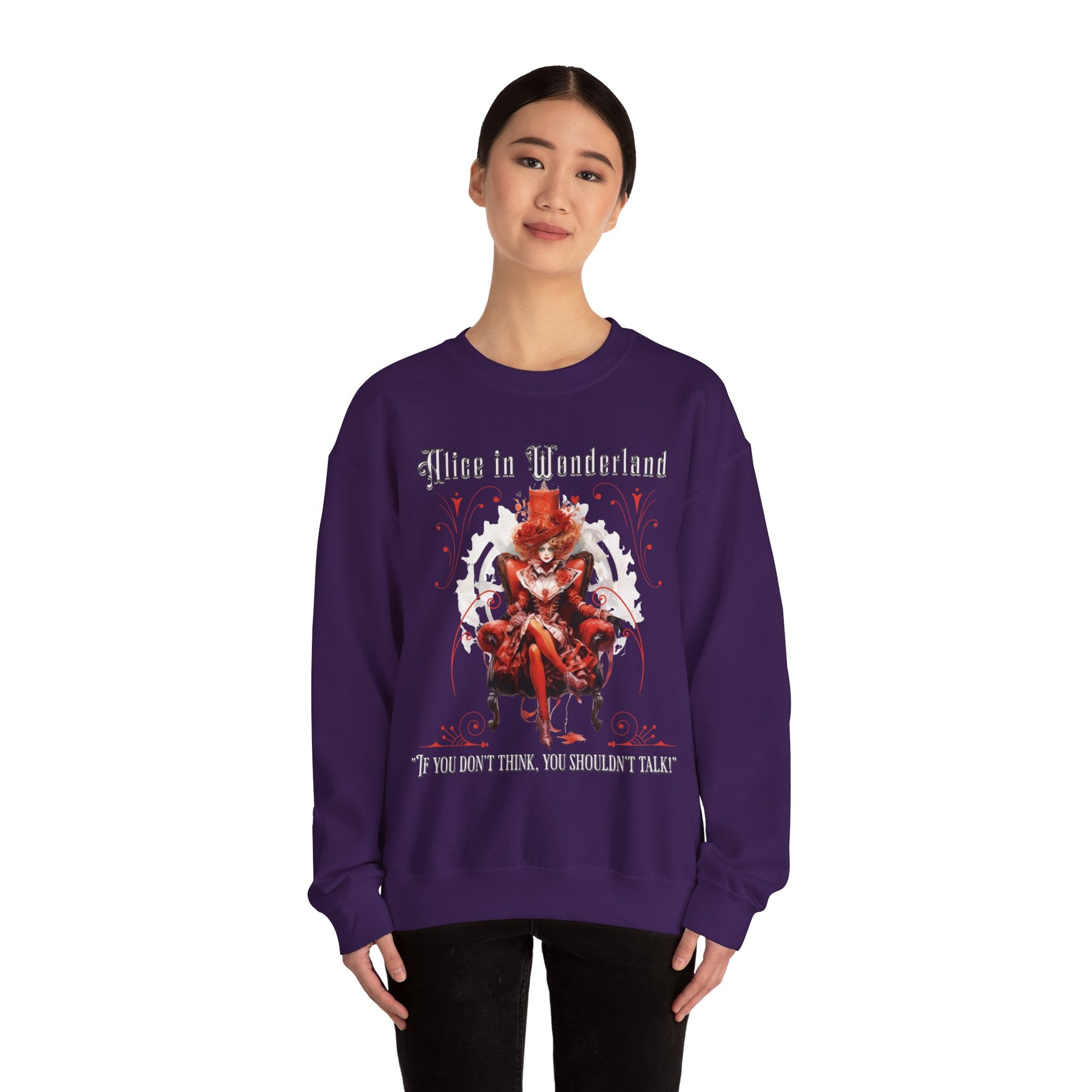 Queen of Hearts Sweatshirt, Alice In Wonderland Lewis Carroll Whimsigoth Academia Sweater Mad Hatter Tea Party Tee Bookish Booktok Gift Sweatshirt Printify