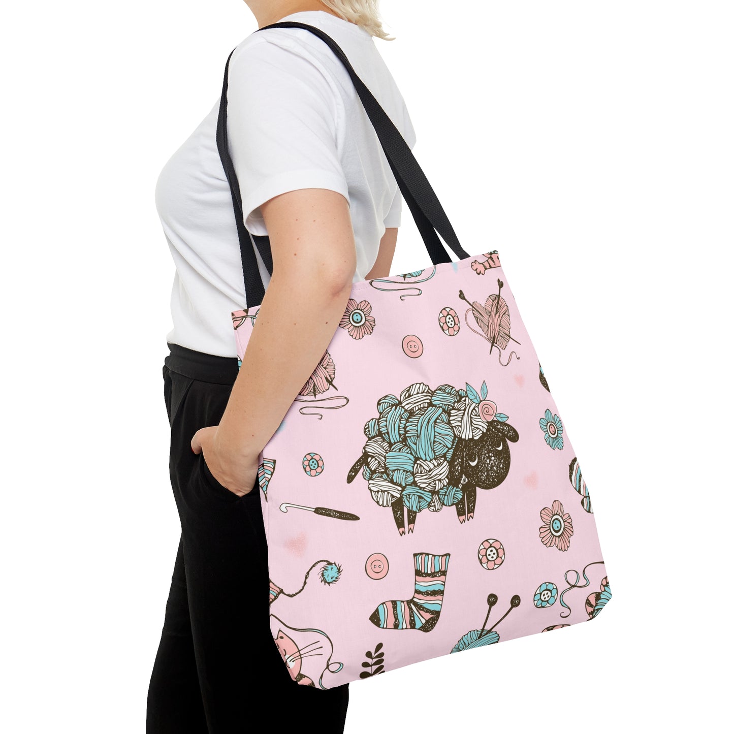 Craft, Crochet or Knitting Tote Bag, Yarn Storage Shoulder Bags, Gift for Knitter, Crafter, Grocery Shopping, School, Resusable, Travel Bag Bags Printify