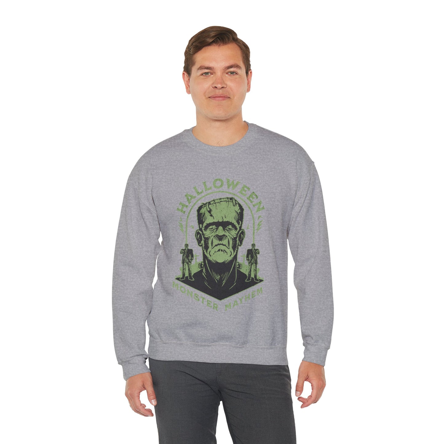 Vintage Halloween Frankenstein Monster Graphic Sweatshirt, Creepy Spooky Book Lover Gift, Horror Movie, Fall Festival Party Sweater. Sweatshirt Printify