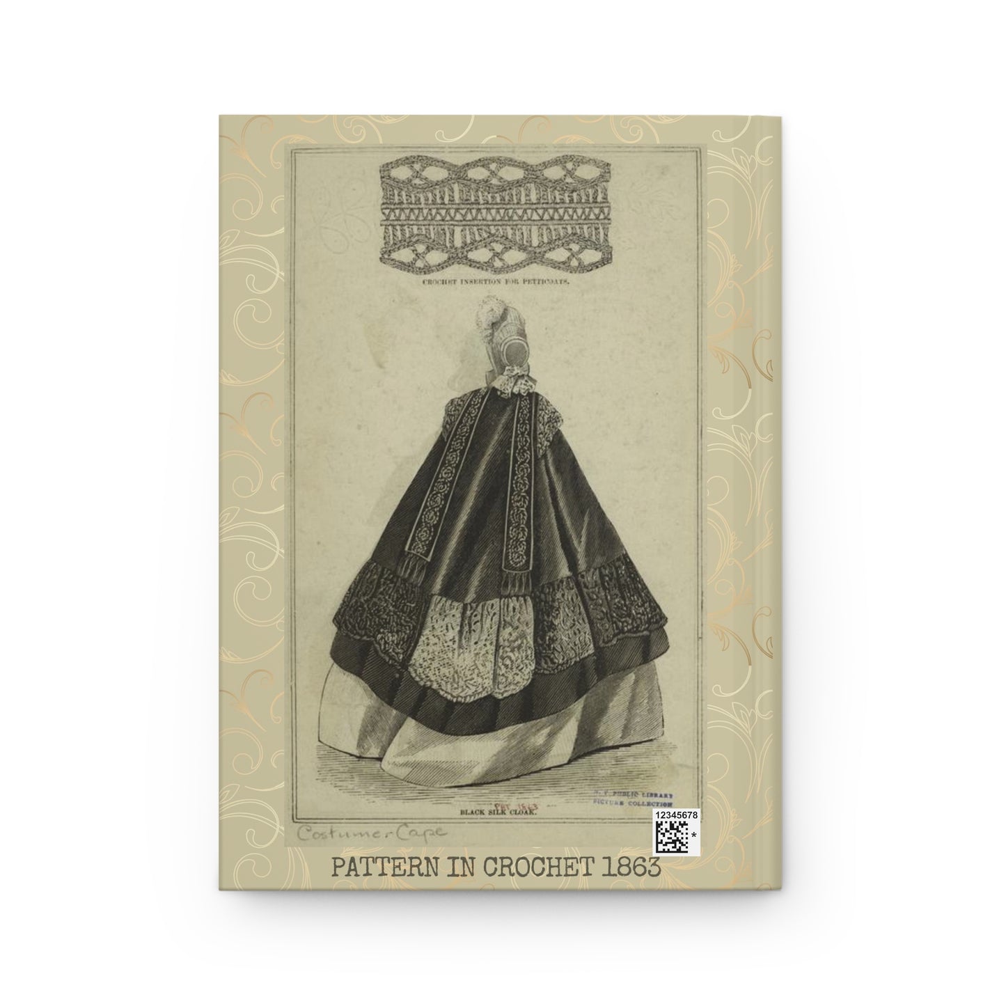 Vintage Crochet Art Journal, Crochet Project Notebook, Hardcover Journal Gift for Person who Loves Crochet. Paper products Printify